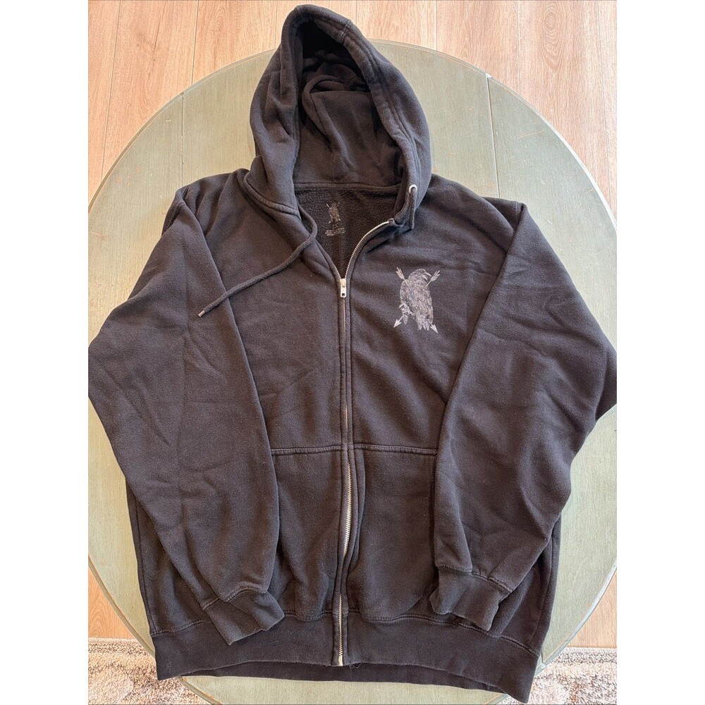 Roark Revival Death Tarot Card Zip Up Hoodie Black 2XL Crow Graphic Heavyweight